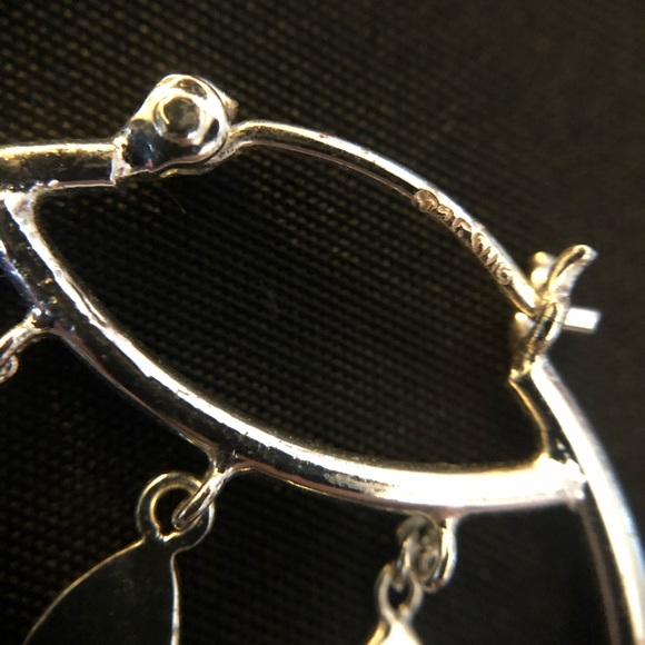 Sterling Silver Hoop Dangle Earrings - Picture 5 of 5